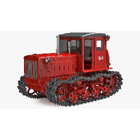 Soviet Crawler Tractor DT54 Rigged model